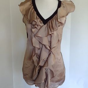 NWT Sunny Leigh Tan Taupe Ruffled Top